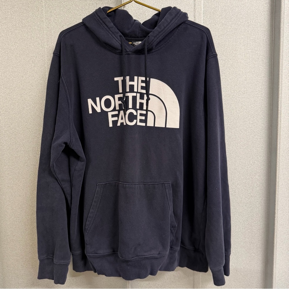 The North Face Hoodie Mens XL Big Logo Pullover Navy